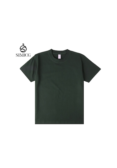 Yeni Japon Ağır Pamuklu Kısa Kollu Koyu Yeşil Koyu Yeşil