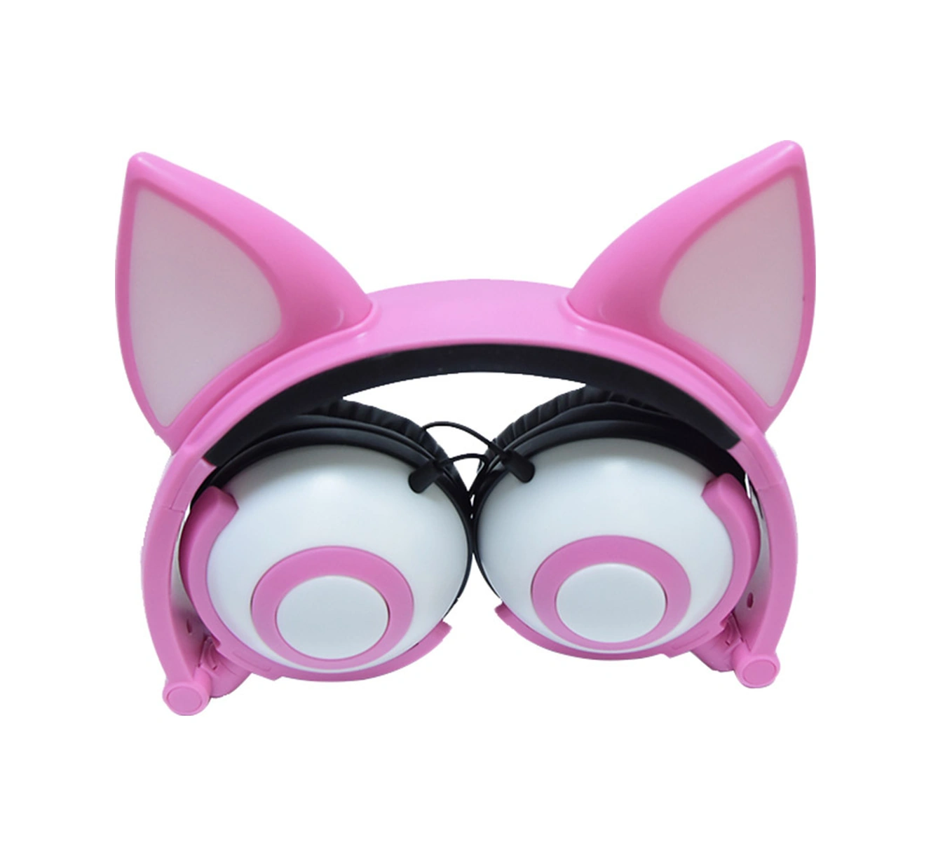 Moveevo Lx-x109 Pembe Tilki Kulaklı Kablolu Kulaklık, Işıklı Fonksiyon, 3.5mm Bağlantı, Ayarlanabilir Ve Katlanabilir, Cep Telefonu, Tablet, Bilgisayar Uyumlu Diğer