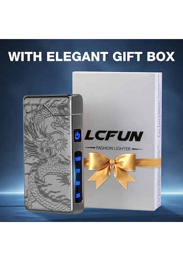 Willowhaven Usb Şarjlı Çift Ark Plazma Çakmak - Gri Altın Ejderha, Aa/uyumlu Gri