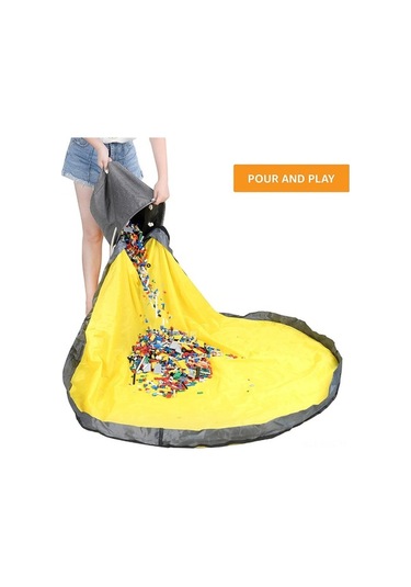 Didadodo 2'li Oyun Depolama Sepeti & Halı - Katlanır Taşınabilir Oyuncak Organizer Koyu Gri Koyu Gri