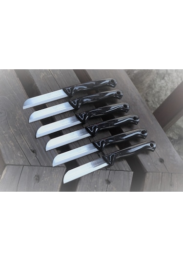 Solingen Delikli-Ttl Tırtıklı Meyve-sebze Bıçağı 1.Kalite 6 Adet Siyah