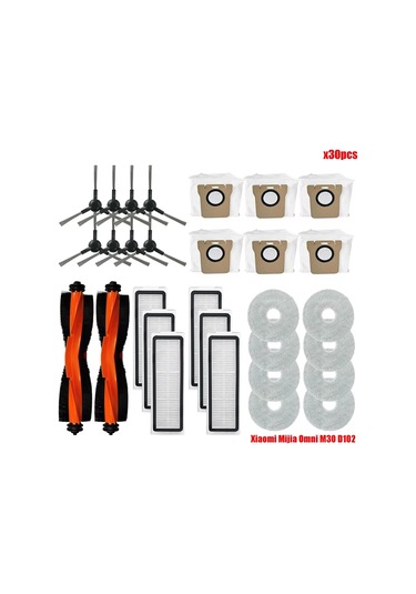 Junzhuodianpu Xiaomi Mijia Omni M30 D102 Elektrikli Süpürge Yuvarlak Hazneli Yan Fırça Yedek Seti, Hepa Filtreler, Toz Torbaları Ve Paspas Aksesuarları İçin Uygundur.