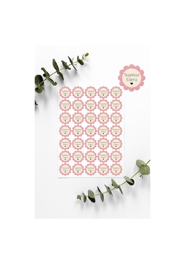 Desenli Thank You Teşekkür Stickers Paketleme Çıkartma Pytkstk97