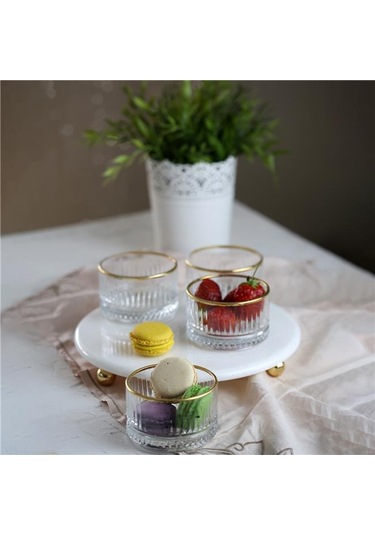 Akayev Mermer Beyaz 25 CM Boncuk Ayak Gold Elysia 4'lü Reçellik I