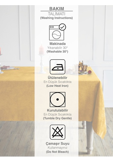 Daily Series Kadife Dokulu Safran Rengi Masa Örtüsü Safran