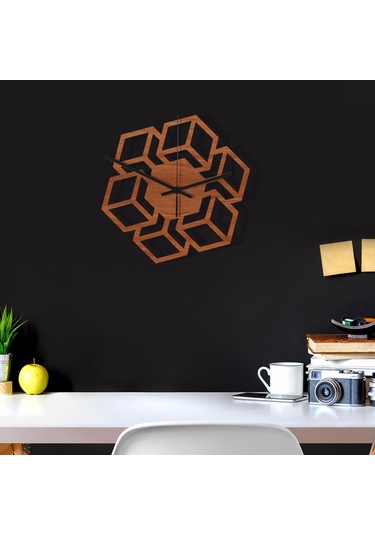 Homyl Duvar Asılı İzle Ahşap 3d Saati Oturma Odası Okul Otel Kare