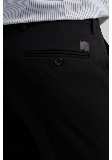İmza Siyah Esnek Yandan Cepli Slim Fit Classic Pantolon 1003250106 Siyah