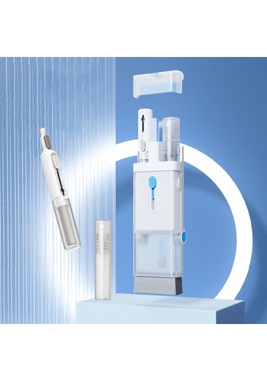 Tongxida 7'li Elektronik Temizlik Seti: Klavye, Ekran Ve Kulaklık Fırça, Sprey Aksesuarlar, Mavi