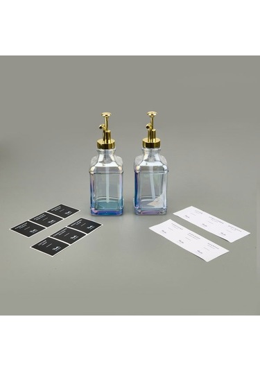 Perotti Pablo Lüsterli 2'li Cam Sıvı Sabunluk - Şeffaf / Sarı - 500 Ml Şeffaf / Sarı Sarı - Şeffaf