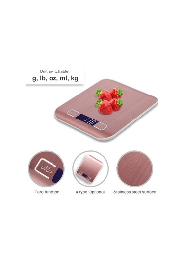 Maiyame Gümüş Ve Gül Altın Renk Seçenekli, Şarj Edilebilir Veya Pil İle Çalışan 5kg/10kg Mutfak Terazisi Çok Renkli