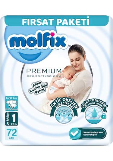 Molfix Premium Bebek Bezi Beden:1 2-5kg Yeni Doğan Fırsat 72 Adet