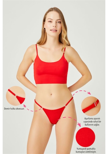 Cottonhıll Basic Pamuklu Beli Ayarlanır Kadın Tanga Külot 5'li Paket