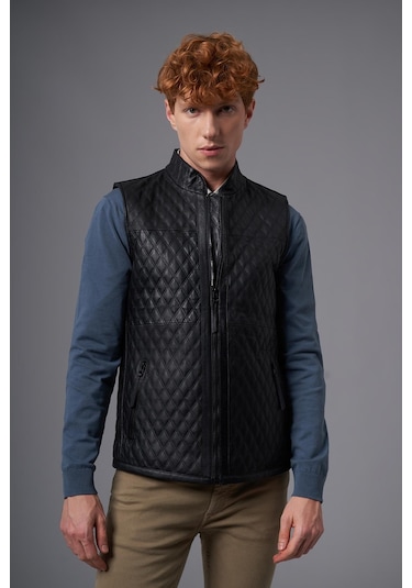 Luca Siyah Deri Yelek 118520 001