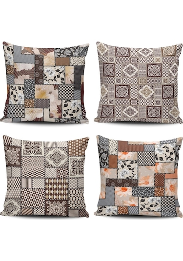 Etnik Desenli Modern 4 Lü Kombin Kırlent Kılıfı (491935588)