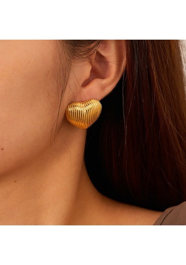 Sones Opk Ge907 1 Çift Vintage Kalp Küpe Geometrik Kişiselleştirilmiş Basit Paslanmaz Çelik Küpe