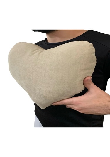 Ruxwoiw Kalp Yastığı %100 Pamuklu %100 Boncuk Elyaf - Bej