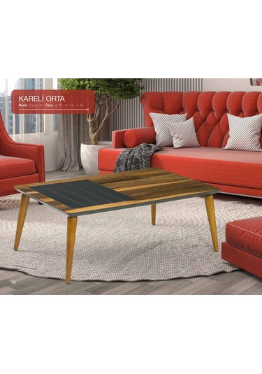 Orta Sehpa Osm Kareli Model Parlak Ceviz Krem Kayın Ince Torna A