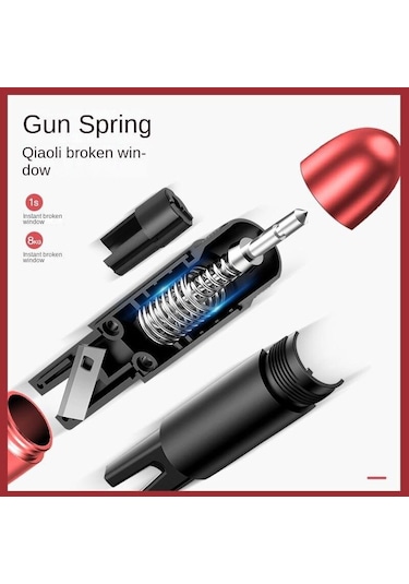 Kırmızı Bir Saniye Kırık Cam Artefakt Araba Emniyet Çekici Çok Fonksiyonlu Kaçış Kırık Cam Artefakt Kaçış Çekici Acil Durum Çekici