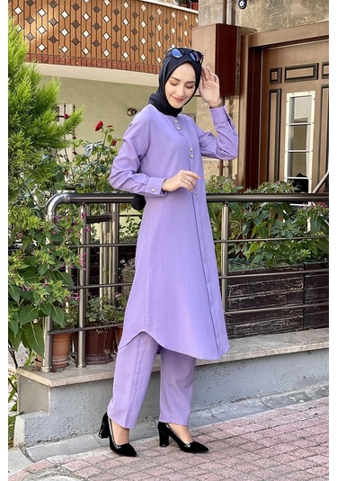 Moda Çizgi Tesettür Takım 42 Lila