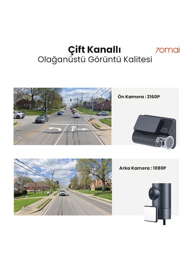 70Mai A800S-1 4K Araç İçi Kamera + Rc06 Arka Kamera Set