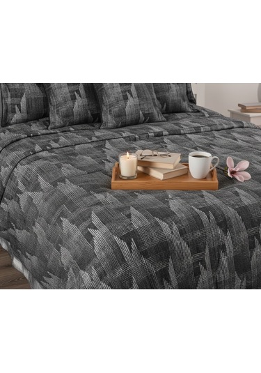 Berru Geometrik 4 Parça Gri Pike Takımı 240 X 260 Cm Gri