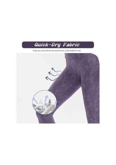 Kosona Kadınlar İçin Yoga Taytları - Kamuflaj Desenli - Rahatsız Edici Çizgisi Yok - Nefes Alır Hızlı Kuruyan - Yüksek Bel Kalça Geliştirici - Spor Jogging İçin Dar Paça Pantolon - Mor 8/l Avrupa Bedeni Mor