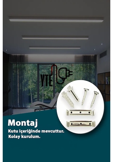 100 W Kristal Led Bant Armatür 120 Cm Yüksek Işık 2 Adet Beyaz