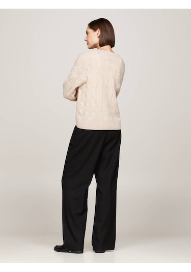 Tommy Hilfiger Soft Wool Cable Cardıgan Kadın Bej Hırka - Ww0ww43089 Bej Tommy Hilfiger Soft Wool Cable Cardıgan Kadın Bej Hırka - Ww0ww43089 Bej