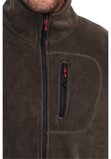 Genius Store Tam Fermuarlı 3 Cepli Tactical Outdoor Erkek Polar Ceket Haki