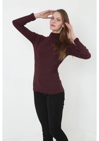 Kadın Tam Boğazlı Fitilli Likrali Koşkorse Badi - Bordo