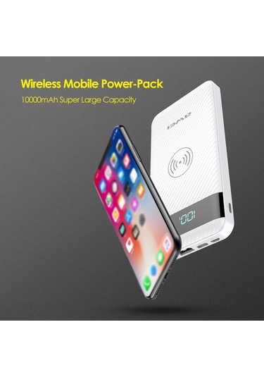 Symbee Aweı P55k 10000mah Kablosuz Powerbank Siyah - 3 Cihazı Eşzamanlı Şarj Edebilir, Elektrik Miktarı Göstergesi, Mini Boyut Siyah