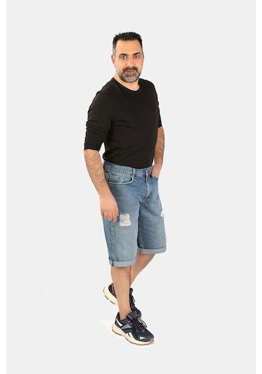 Balins Erkek Yırtıklı Kapri Mavi