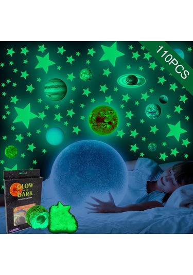 Sones Pvc Güneş Sistemi Çocuk Odası Dekorasyonu Aydınlık Duvar Sticker Seti 100 Adet Yıldız Diğer