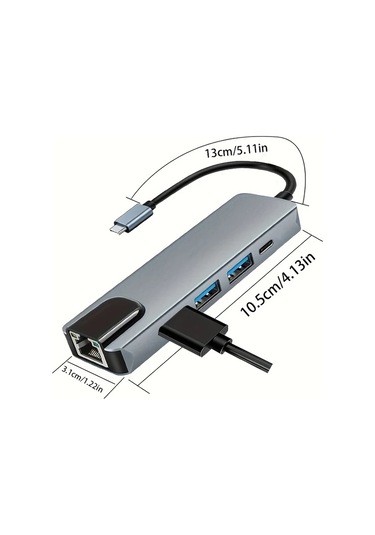 Honeybeeshop Usb C Hub 5i 1 Arada 100m Usb Cden 4k Hdtvye Ethernet Portlu Cok Baglanti Noktali Adaptor 100w Pd Tip C Sarj Portu Usb 3 0 2 0