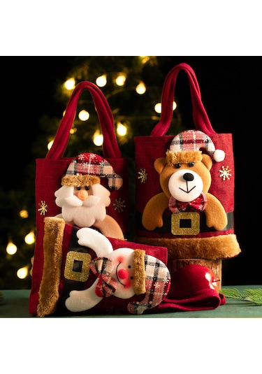 Noel Arifesi Çocuklara Küçük El Tipi Hediye Çantası-kardan Adam