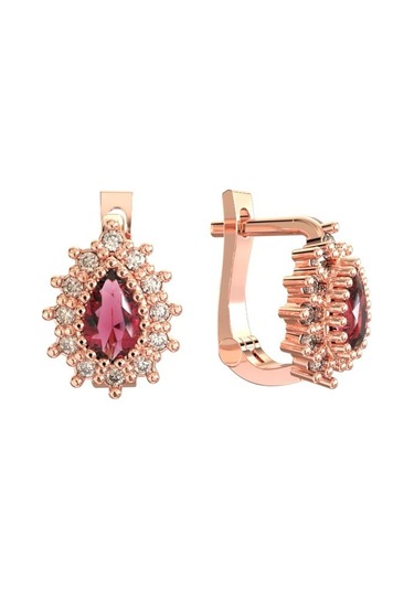 Erdobia 925 Ayar Gümüş Yakut Taşlı Rose Damla Çocuk Küpesi