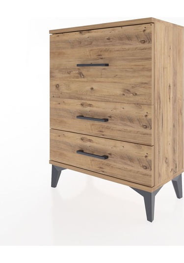 Arges Komodin Tek Raflı 2 Çekmeceli 60x30x80 Çam-çam Çam