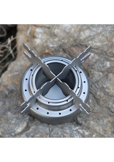 Lixada-taşınabilir Mini Titanyum Alkol Kapaklı Soba,y14148-t Gümüş