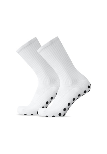 Tenfowee Antiskid Kaymaz Altlı Futbol Çorabı - Komforlu Poliester, Nefes Alıcı, 1 Çift Beyaz Beyaz