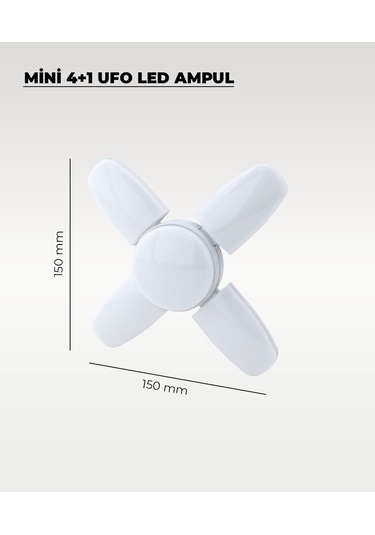 30w Mini Pervane 4+1 Kanatlı Ampul 6500k Beyaz Işık 1 Adet