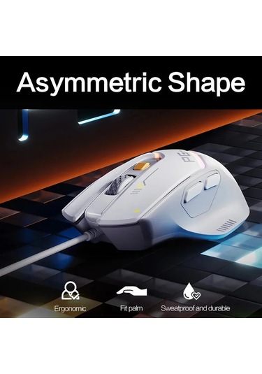 Inphic Pg1 Rgb Işık Yayan Bilgisayar Oyun Kablolu Faresi Beyaz Diğer