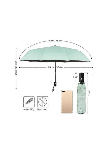 Seyahat Şemsiyesi Katlanabilir Kompakt Şemsiye Otomatik Açılıp Kapanan Güneş Yağmur Şemsiyesi Kılıflı Yeşil Yeşil Yeşil Yux Diğer