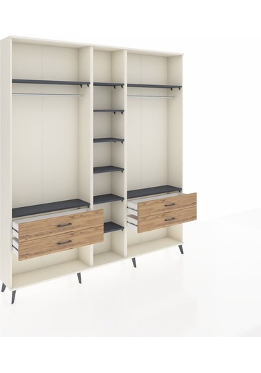 Arges Dolap 10 Raflı 4 Çekmeceli 2 Askılı 220x30x243 Aytaşı-antrasit/çam Antrasıt/atlas Çam