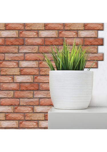 Mufunye Kahverengi Tuğla Desenli Pvc Otostik Duvar Kağıdı - Masa, Dolap, Mutfak Yenileme - 30x30cm 10 Adet Paket Diğer