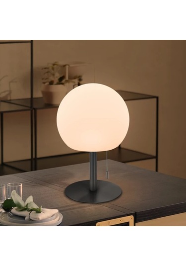 Besthome1 Gri Yuvarlak Led Masa Lambası Çok Renkli Işık Parti Ev Aydınlatma İp Şalterli Gri