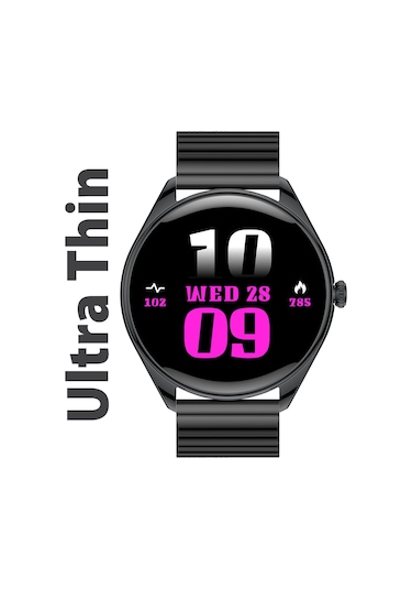 Ultra Thin Yuvarlak Çelik Kasa Metal Kordon Akıllı Saat  (İthalatçı Garantili)