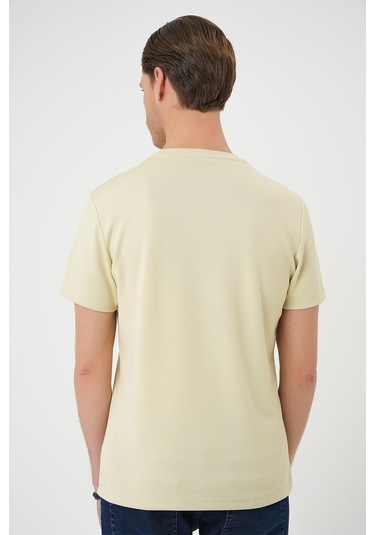 Comfort Fit Bisiklet Yaka Esnek Pamuk Casual Su Yeşili Tişört Ts 885 Su Yeşili