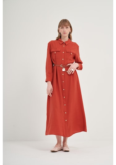 Ftz Modal Elbise Bakır 31016 Bakır