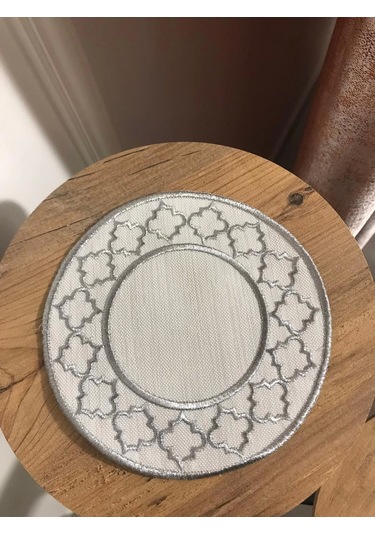 Nivemeshome Fas Nakışlı Gümüş Oval 6 Adet Keten Kokteyl Peçetesi Kahve Yanı Sunumluk Gümüş