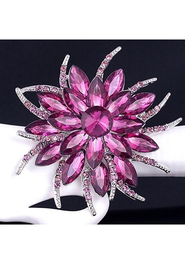 Çok Renkli Düğün Gelin Büyük Çiçek Parlak Rhinestone Bayan Eşarp Broş Pin Takı Dekor Çok Renkli